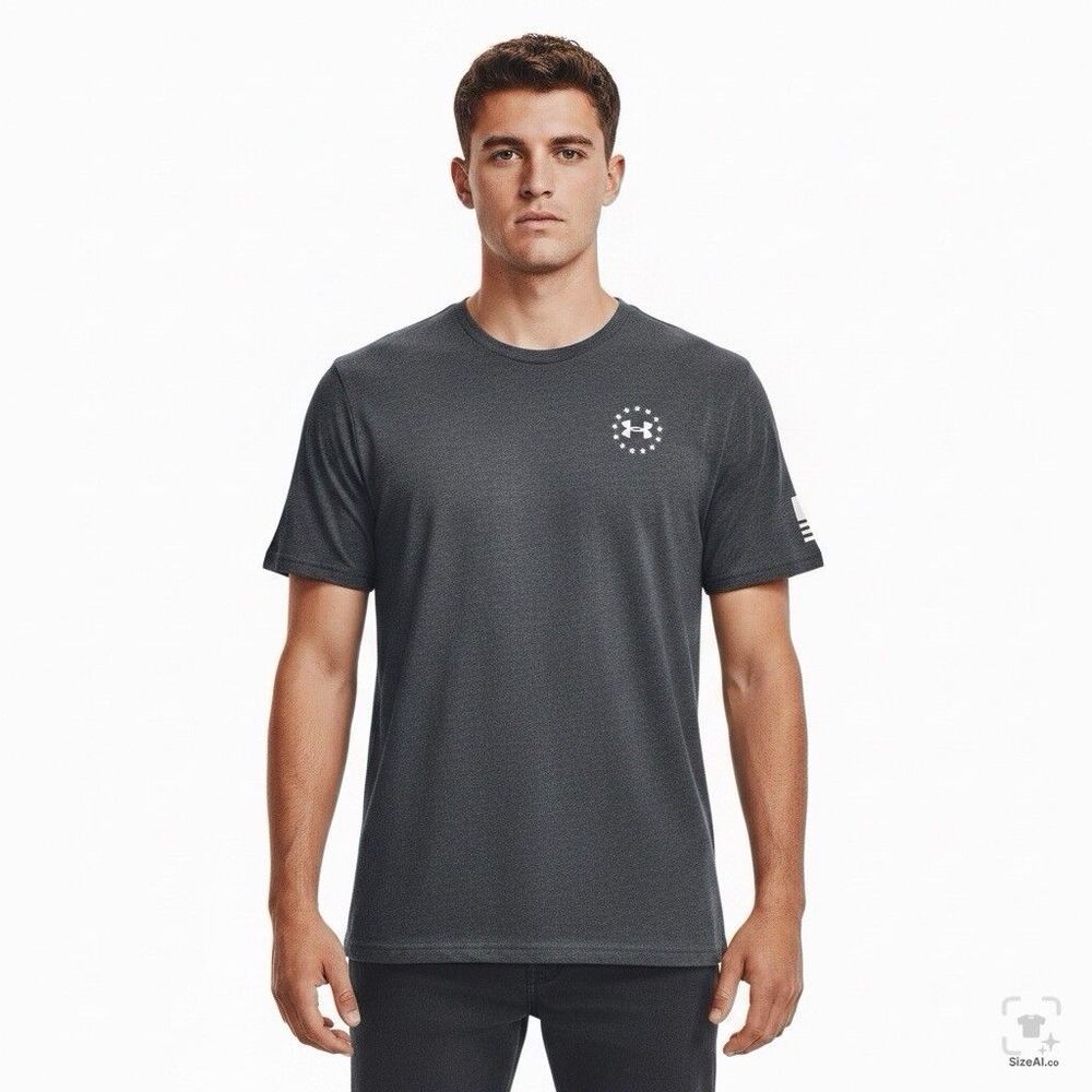 Under Armour Graphic T Shirt Mens XXXL Black Logo Stars Short Sleeve